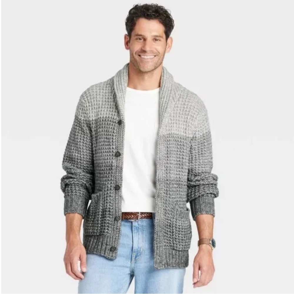 Goodfellow Men's Gray Color Block Cardigan